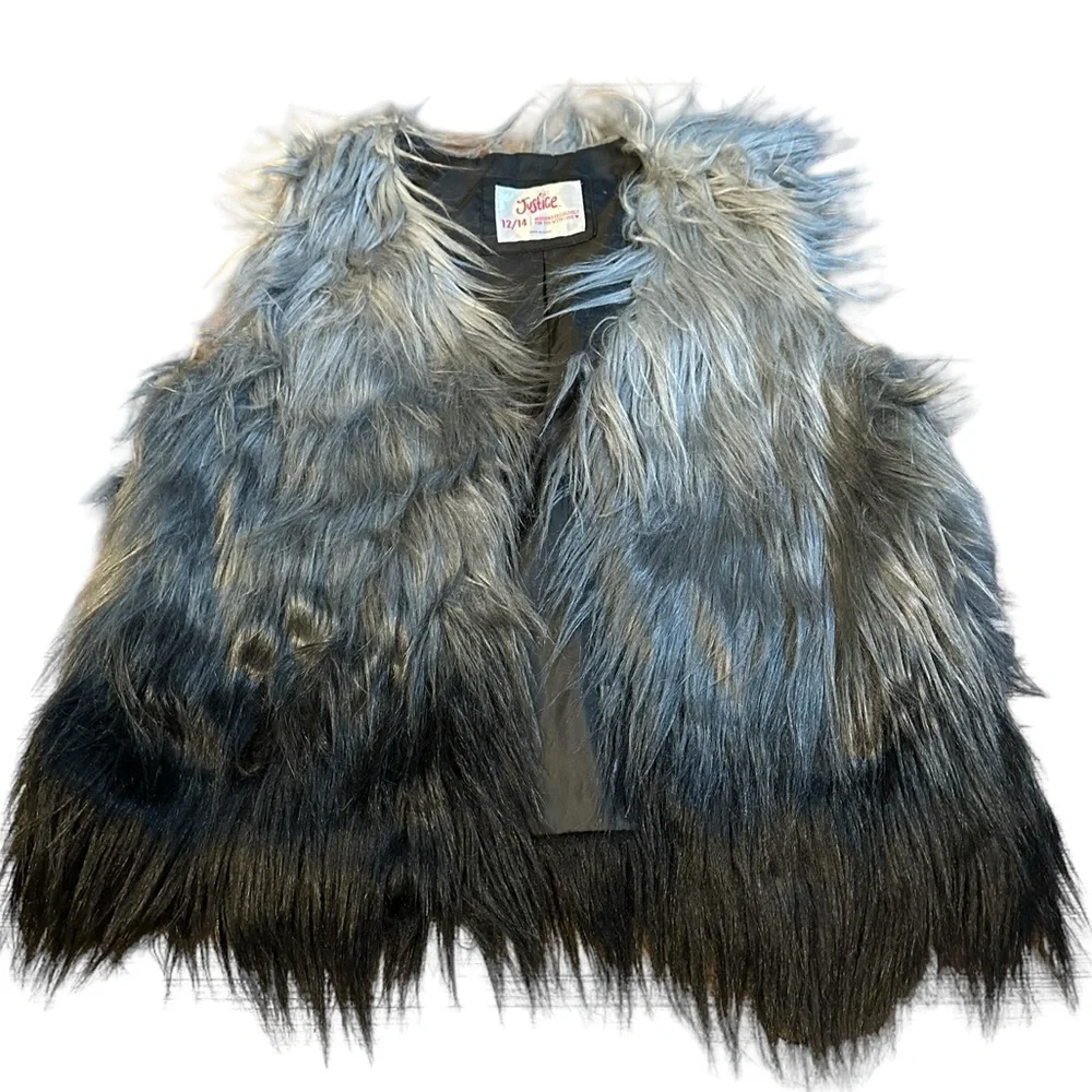 Justice Faux‎ Fur Ombré Vest Girls XL 12/14